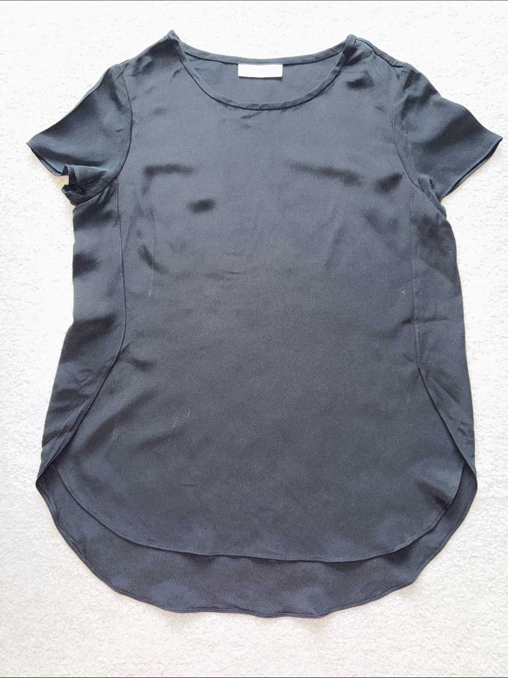 Nordstrom Collection 100% Silk Black Short Sleeve Tunic Top S/M